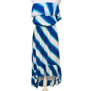 Lilly Pulitzer Caldwell Strip Sail Size Blue White Off-Shoulder Dress Small S